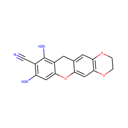 N#Cc1c(N)cc2c(c1N)Cc1cc3c(cc1O2)OCCO3 ZINC000473244431