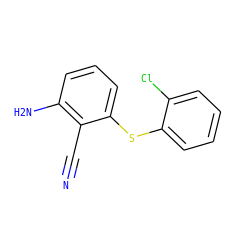 N#Cc1c(N)cccc1Sc1ccccc1Cl ZINC000005933966