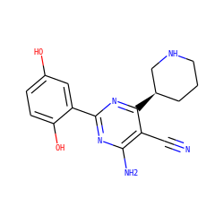 N#Cc1c(N)nc(-c2cc(O)ccc2O)nc1[C@@H]1CCCNC1 ZINC000013981527