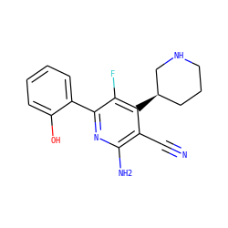 N#Cc1c(N)nc(-c2ccccc2O)c(F)c1[C@@H]1CCCNC1 ZINC000028356862
