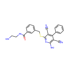 N#Cc1c(N)nc(SCc2cccc(C(=O)NCCN)c2)c(C#N)c1-c1ccccc1 ZINC000113399085