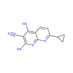 N#Cc1c(N)nc2nc(C3CC3)ncc2c1N ZINC000473154375