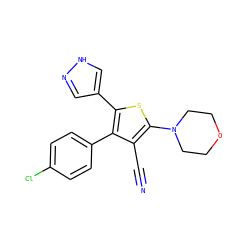 N#Cc1c(N2CCOCC2)sc(-c2cn[nH]c2)c1-c1ccc(Cl)cc1 ZINC000084635387
