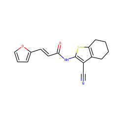 N#Cc1c(NC(=O)/C=C/c2ccco2)sc2c1CCCC2 ZINC000000126117