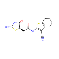 N#Cc1c(NC(=O)C[C@H]2SC(=N)NC2=O)sc2c1CCCC2 ZINC000005829927