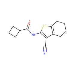 N#Cc1c(NC(=O)C2CCC2)sc2c1CCCC2 ZINC000069086692