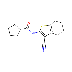 N#Cc1c(NC(=O)C2CCCC2)sc2c1CCCC2 ZINC000005897809