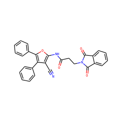 N#Cc1c(NC(=O)CCN2C(=O)c3ccccc3C2=O)oc(-c2ccccc2)c1-c1ccccc1 ZINC000002945724