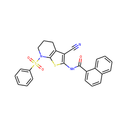 N#Cc1c(NC(=O)c2cccc3ccccc23)sc2c1CCCN2S(=O)(=O)c1ccccc1 ZINC000028821929