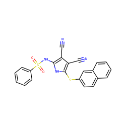 N#Cc1c(NS(=O)(=O)c2ccccc2)[nH]c(Sc2ccc3ccccc3c2)c1C#N ZINC000026733879