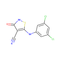 N#Cc1c(Nc2cc(Cl)cc(Cl)c2)s[nH]c1=O ZINC000034802617