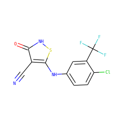 N#Cc1c(Nc2ccc(Cl)c(C(F)(F)F)c2)s[nH]c1=O ZINC000034802613