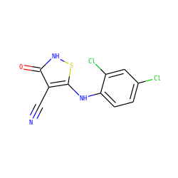 N#Cc1c(Nc2ccc(Cl)cc2Cl)s[nH]c1=O ZINC000034802618
