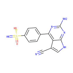 N#Cc1c[nH]c2nc(N)nc(-c3ccc([S@](=N)(=O)O)cc3)c12 ZINC001772613131