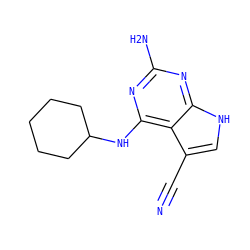 N#Cc1c[nH]c2nc(N)nc(NC3CCCCC3)c12 ZINC001772635574