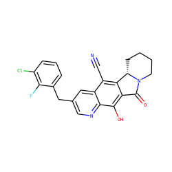 N#Cc1c2c(c(O)c3ncc(Cc4cccc(Cl)c4F)cc13)C(=O)N1CCCC[C@@H]21 ZINC000653916004