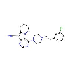 N#Cc1c2n(c3c(N4CCN(CCc5cccc(Cl)c5)CC4)ncnc13)CCCC2 ZINC000013559627