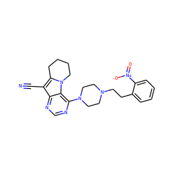 N#Cc1c2n(c3c(N4CCN(CCc5ccccc5[N+](=O)[O-])CC4)ncnc13)CCCC2 ZINC000013559629