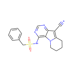N#Cc1c2n(c3c(NS(=O)(=O)Cc4ccccc4)ncnc13)CCCC2 ZINC000013559619