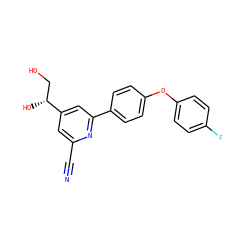 N#Cc1cc([C@H](O)CO)cc(-c2ccc(Oc3ccc(F)cc3)cc2)n1 ZINC000114592715
