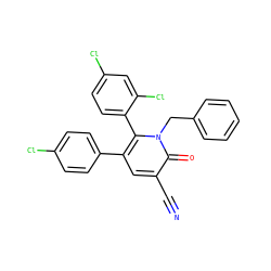 N#Cc1cc(-c2ccc(Cl)cc2)c(-c2ccc(Cl)cc2Cl)n(Cc2ccccc2)c1=O ZINC000028121892