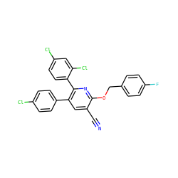 N#Cc1cc(-c2ccc(Cl)cc2)c(-c2ccc(Cl)cc2Cl)nc1OCc1ccc(F)cc1 ZINC000028137976