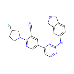 N#Cc1cc(-c2ccnc(Nc3ccc4c(c3)CNC4)n2)cnc1N1CC[C@H](F)C1 ZINC000221216716