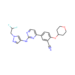 N#Cc1cc(-c2ccnc(Nc3cnn(CC(F)F)c3)n2)ccc1OC1CCOCC1 ZINC000146527545