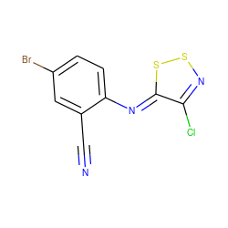 N#Cc1cc(Br)ccc1/N=c1\ssnc1Cl ZINC000205106241