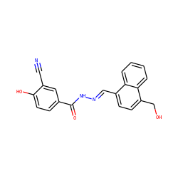 N#Cc1cc(C(=O)N/N=C/c2ccc(CO)c3ccccc23)ccc1O ZINC000013492688