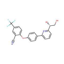 N#Cc1cc(C(F)(F)F)ccc1Oc1ccc(-c2cccc([C@H](O)CO)n2)cc1 ZINC000114592490