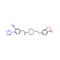 N#Cc1cc(CC(=O)N2CCN(CCc3ccc4c(c3)COC4=O)CC2)ccc1-n1cnnn1 ZINC000096286267