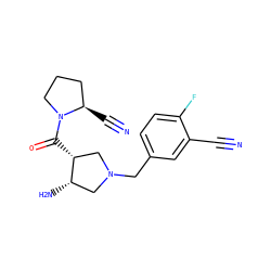 N#Cc1cc(CN2C[C@H](N)[C@H](C(=O)N3CCC[C@H]3C#N)C2)ccc1F ZINC000028955095