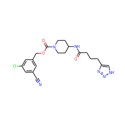 N#Cc1cc(Cl)cc(COC(=O)N2CCC(NC(=O)CCCc3c[nH]nn3)CC2)c1 ZINC000150314593