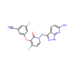 N#Cc1cc(Cl)cc(Oc2c(Cl)ccn(Cc3n[nH]c4nc(N)ccc34)c2=O)c1 ZINC000073200401