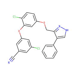 N#Cc1cc(Cl)cc(Oc2cc(OCc3n[nH]cc3-c3ccccc3)ccc2Cl)c1 ZINC000072111320