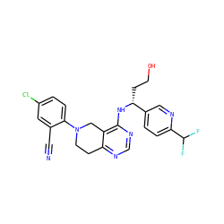 N#Cc1cc(Cl)ccc1N1CCc2ncnc(N[C@H](CCO)c3ccc(C(F)F)nc3)c2C1 ZINC000148354378