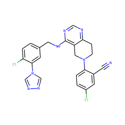 N#Cc1cc(Cl)ccc1N1CCc2ncnc(NCc3ccc(Cl)c(-n4cnnc4)c3)c2C1 ZINC000148261744
