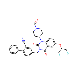 N#Cc1cc(Cn2c(=O)c3cc(OC(CF)CF)ccc3n(C3CCN(C=O)CC3)c2=O)ccc1-c1ccccc1 ZINC000043207156
