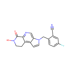N#Cc1cc(F)ccc1Cn1ccc2c3c(ncc21)C(=O)N(O)CC3 ZINC000071316158