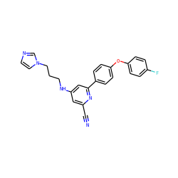 N#Cc1cc(NCCCn2ccnc2)cc(-c2ccc(Oc3ccc(F)cc3)cc2)n1 ZINC000114627534