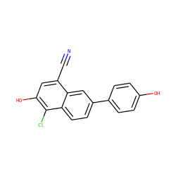 N#Cc1cc(O)c(Cl)c2ccc(-c3ccc(O)cc3)cc12 ZINC000013645171