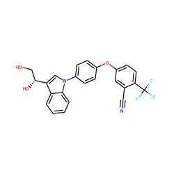 N#Cc1cc(Oc2ccc(-n3cc([C@H](O)CO)c4ccccc43)cc2)ccc1C(F)(F)F ZINC000199080670