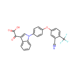 N#Cc1cc(Oc2ccc(-n3cc(C(=O)C(=O)O)c4ccccc43)cc2)ccc1C(F)(F)F ZINC001772577488