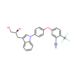 N#Cc1cc(Oc2ccc(-n3cc(C[C@H](O)CO)c4ccccc43)cc2)ccc1C(F)(F)F ZINC000146757703