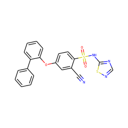 N#Cc1cc(Oc2ccccc2-c2ccccc2)ccc1S(=O)(=O)Nc1ncns1 ZINC000095582372