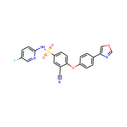 N#Cc1cc(S(=O)(=O)Nc2ccc(F)cn2)ccc1Oc1ccc(-c2cocn2)cc1 ZINC000095583848