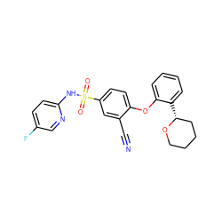 N#Cc1cc(S(=O)(=O)Nc2ccc(F)cn2)ccc1Oc1ccccc1[C@@H]1CCCCO1 ZINC000095585831
