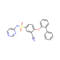 N#Cc1cc(S(=O)(=O)Nc2ccncn2)ccc1Oc1ccccc1-c1ccccc1 ZINC000095583162