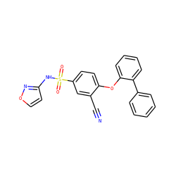 N#Cc1cc(S(=O)(=O)Nc2ccon2)ccc1Oc1ccccc1-c1ccccc1 ZINC000095583136